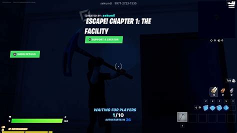 Escape Chapter 1 The Facility By Sekundi Fortnite Creative Mode Featured Custom Island Map