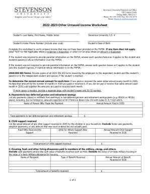 Fillable Online Other Untaxed Income Worksheet Fax Email