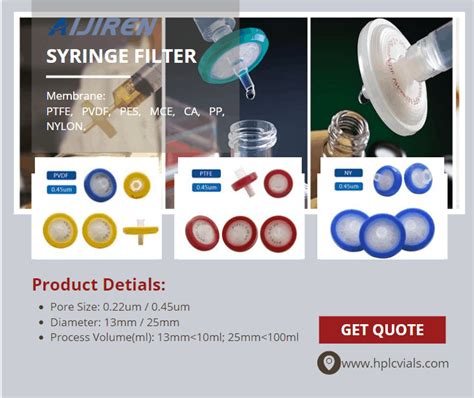 Ptfe Pvdf Pes Mce Ca Pp Nylon Syringe Filter Aijiren Vials For Hplc Gc