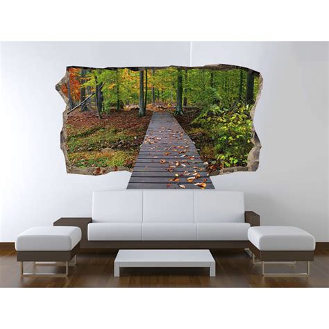 Startonight 3D Mural Wall Art Photo Decor Bridge For Forest Amazing