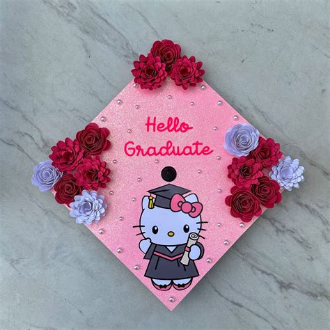 Hello Kitty Grad Cap Pink Hello Kitty Graduation Custom Grad Cap Topper Pink Grad Cap Topper