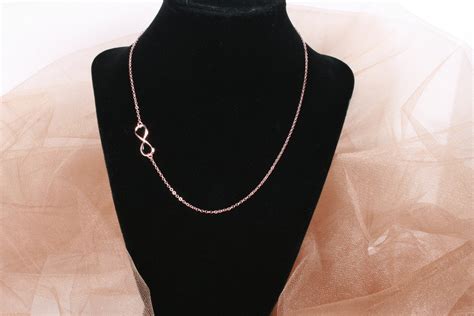 Rose Gold Infinity Necklace Asymmetrical Necklace Center or - Etsy