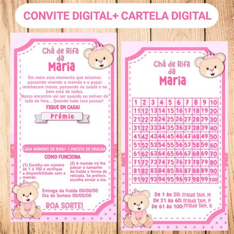 Convite Digital Ch De Rifa Cartela Digital Elo