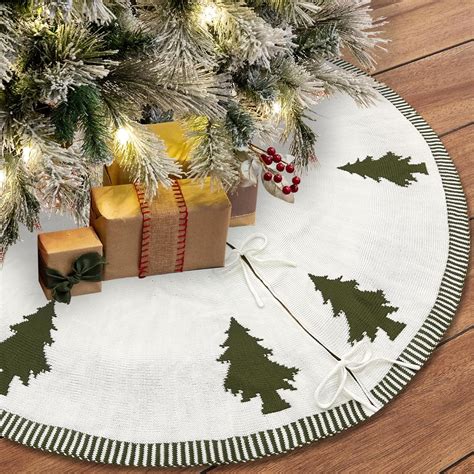 Amazon.com: GUDELAK Christmas Tree Skirt 48 Inches, Double-sided Green ...