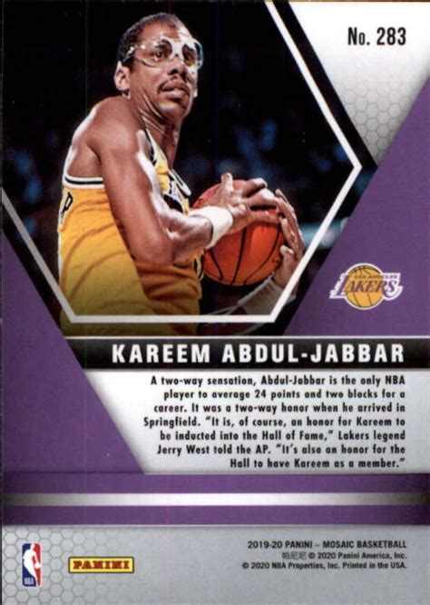 2019 20 Panini Mosaic 283 KAREEM ABDUL JABBAR Hall Of Fame Lakers EBay