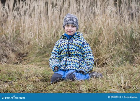 Potrait Of Boy In Field In Nature Stock Photo Image Of Young Outside