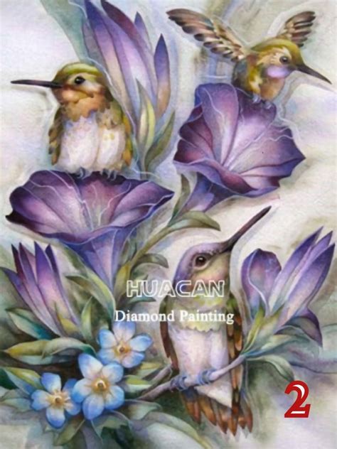 2 HUMMINGBIRDS DIY 5D Diamond Painting Kit Full Square Drill Etsy In