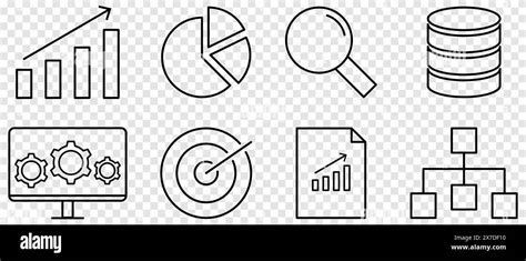 Data Analytics Outline Icon Set Vector Illustration Isolated On