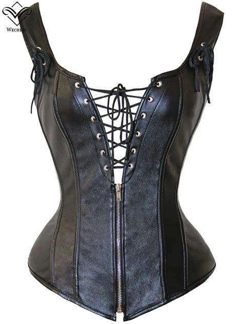 Wechery Steampunk Corset Sexy Hollow Out Punk Women Corsets Lace Up Zip