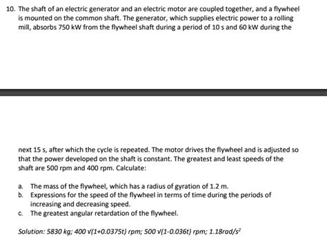 Solved The Shaft Of An Electric Generator And An Electric Motor Are