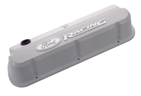 Ford Racing 302 142 Valve Covers Slant Edge Tall Die Cast White With Raised Ford Logo Sb Ford