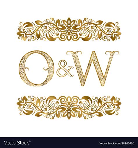 O And W Vintage Initials Logo Symbol Letters Vector Image