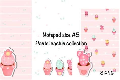 Pastel Cactus Notepad Size A Graphic By Spsweet Creative Fabrica