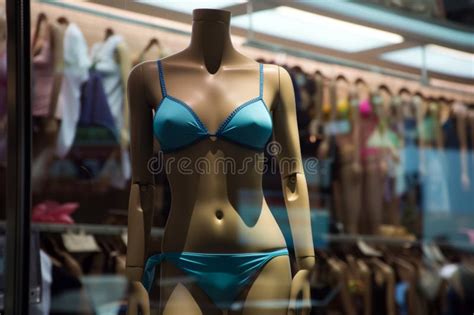 Mannequin In Blue Bikini At A Clothing Store Display Stock Photo Image Of Store Shopping