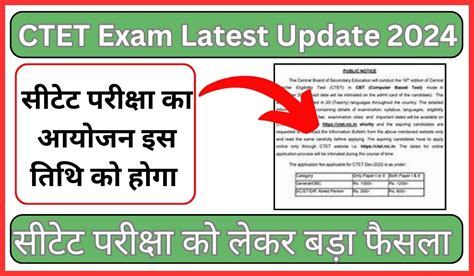 Ctet Exam Latest Update 2024 सीटीईटी परीक्षा का आयोजन इस तिथि को किया