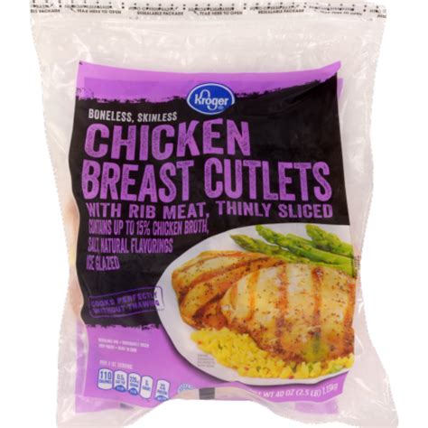 Kroger Thinly Sliced Boneless Skinless Chicken Breast Cutlets With