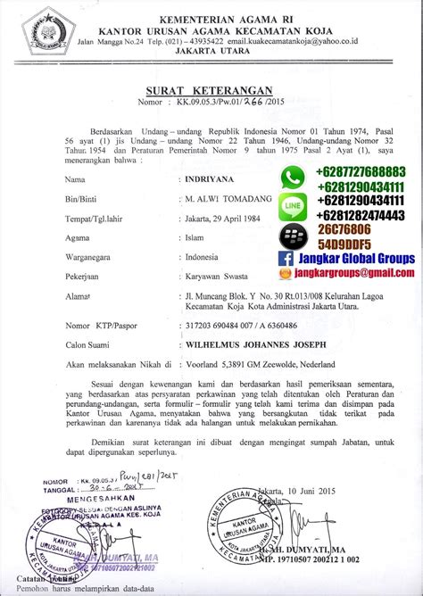 Contoh Surat Keterangan Wali Nikah Yang Resmi Untuk Antar Kota Surat