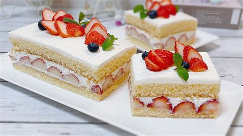 【百均のトレーで作る】いちごたっぷりスクエアケーキの作り方 How To Make A Strawberry Square Cake Youtube