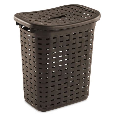 Sterilite Plastic Wicker Weave Dirty Clothes Laundry Hamper Bin and Lid ...