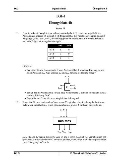 Dig Uebungen Blatt B Bung B Digitaltechnik Dig Digitaltechnik