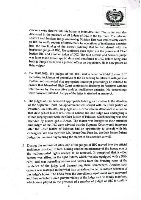 Islamabad High Court Judges Wrote A Letter To Supreme Judicial Council Pdf