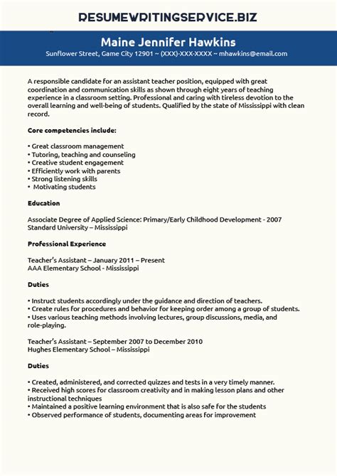 Examples Of Teaching Assistant Cv