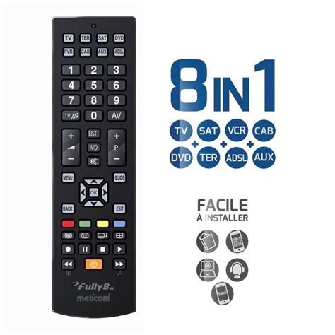 MELICONI FULLY 8 NEW Télécommande universelle 8 en 1 télécommande tv