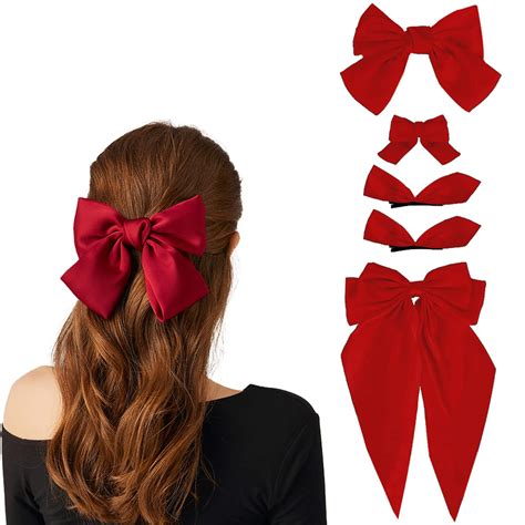 Amazon Red Hair Bow Pcs Hair Bows For Women Big Red Bow For