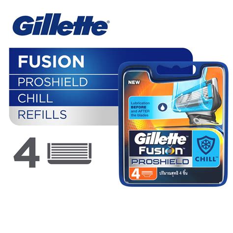 Gillette Fusion Fusion5 Proshield Chill Refill Razor Blade cartridge (4 ...