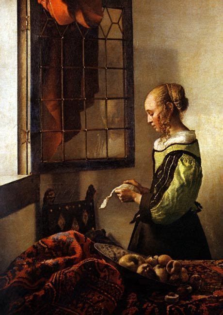 A Girl Reading A Letter By Jan Vermeer Look At The Reflection On The