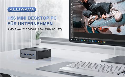 ALLIWAVA Mini PC AMD Ryzen 5 5600H H56 Mini Computer Windows 11 Pro