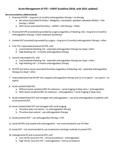 Acute Management Of Vte Pdf Clinical Medicine Medicine