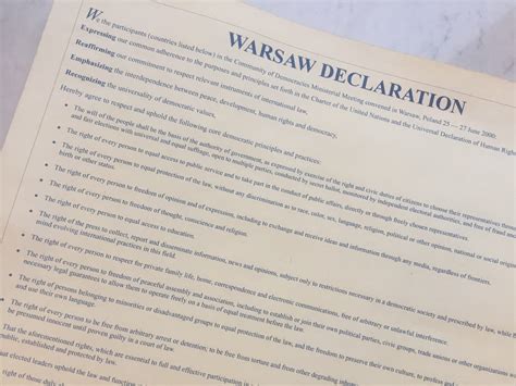 Marks The Th Anniversary Of The Cod And The Warsaw Declaration Cod