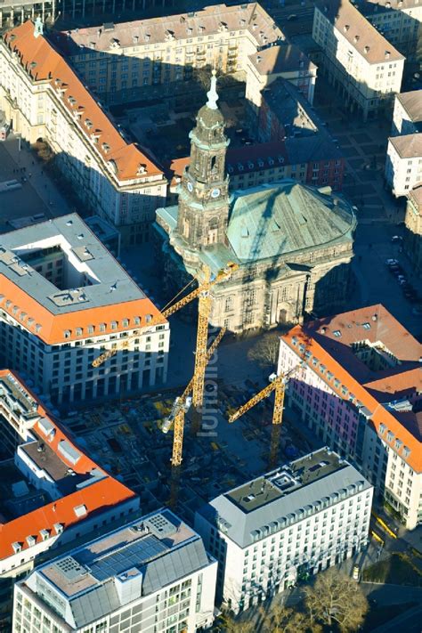 Luftbild Dresden Baustelle zum Neubau eines Wohn und Geschäftshauses