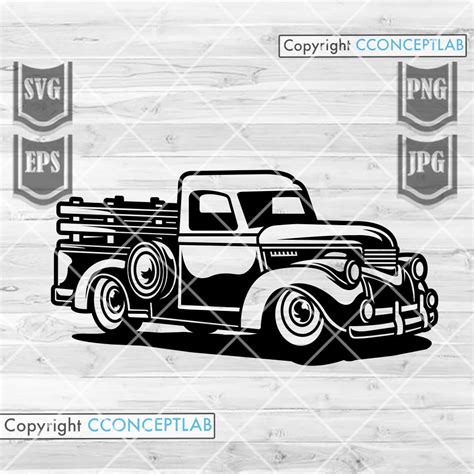 Vintage Old Truck Svg Vintage Ride Clipart Old Car Cutfile Etsy