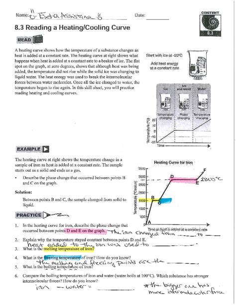 Heating Curves Worksheet 2 On The Phase Diagram Below Segmen