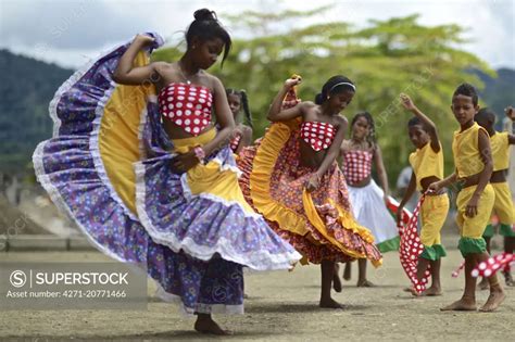 Afro Colombian Dances With Colorful Traditional Clothing Superstock