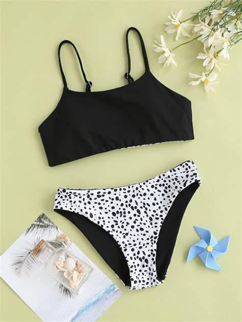 Girls Dalmatian Print Bikini Swimsuit SHEIN EUR