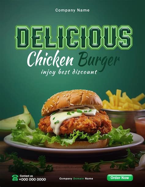 Delicious Burger Poster Template Fast Food Social Media Promotion