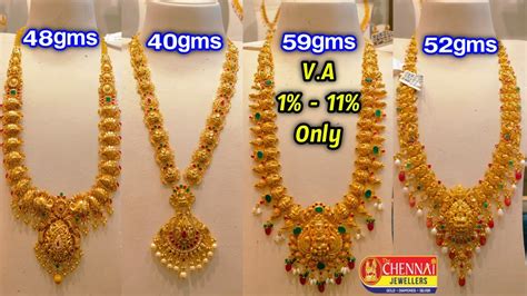 Latest Gold Haram Designs From 40 Grams L U Shape Nakshi Harams Stone