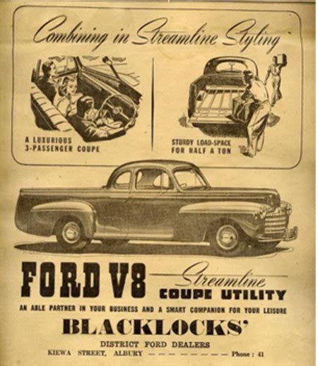 1946 Ford Ute Ad TrueWest Imports