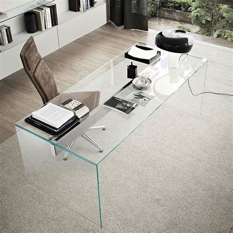 Air Modern Glass Desk By Gallotti And Radice Klarity Glass Furniture Modern Glass Desk Office