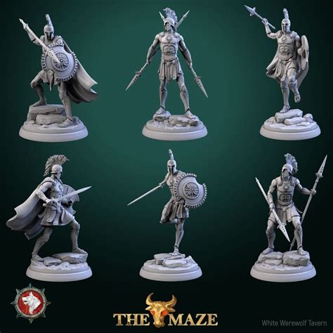 Greek Warrior Miniature Tabletop Rpg Miniature White Werewolf Tavern Roleplaying 3d Printed