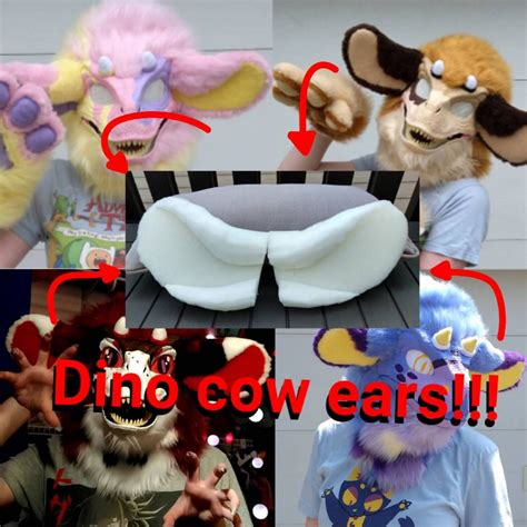 Dino Cow Fursuit Foam Ears Dinomask Etsy Uk