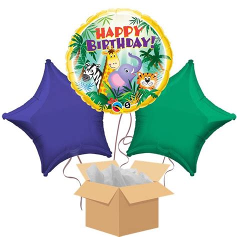 Jungle Happy Birthday Balloon Bouquet Delivered Inflated Party Delights