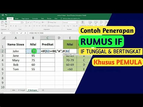 Cara Menggunakan Rumus If Tunggal Dan Bertingkat Di Ms Excel Youtube