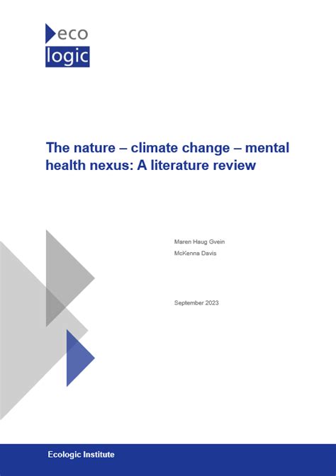 Nature Climate Change Mental Health A Summary Of Key Linkages