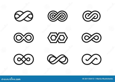 Set Of Linear Infinity Icons And Symbols Stock Vector Illustration Of Motion Loop 261136415