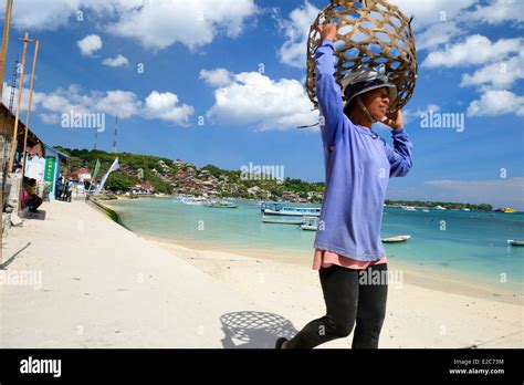 Indonesia Bali Nusa Lembongan Island Along Jungutbatu Beach Stock