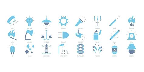 Light Icons Set Set Of Editable Stroke Icons Vector Set Of Light